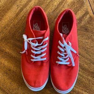 Vans lace up cherry red canvas sneakers in good condition size 9.5 very cute